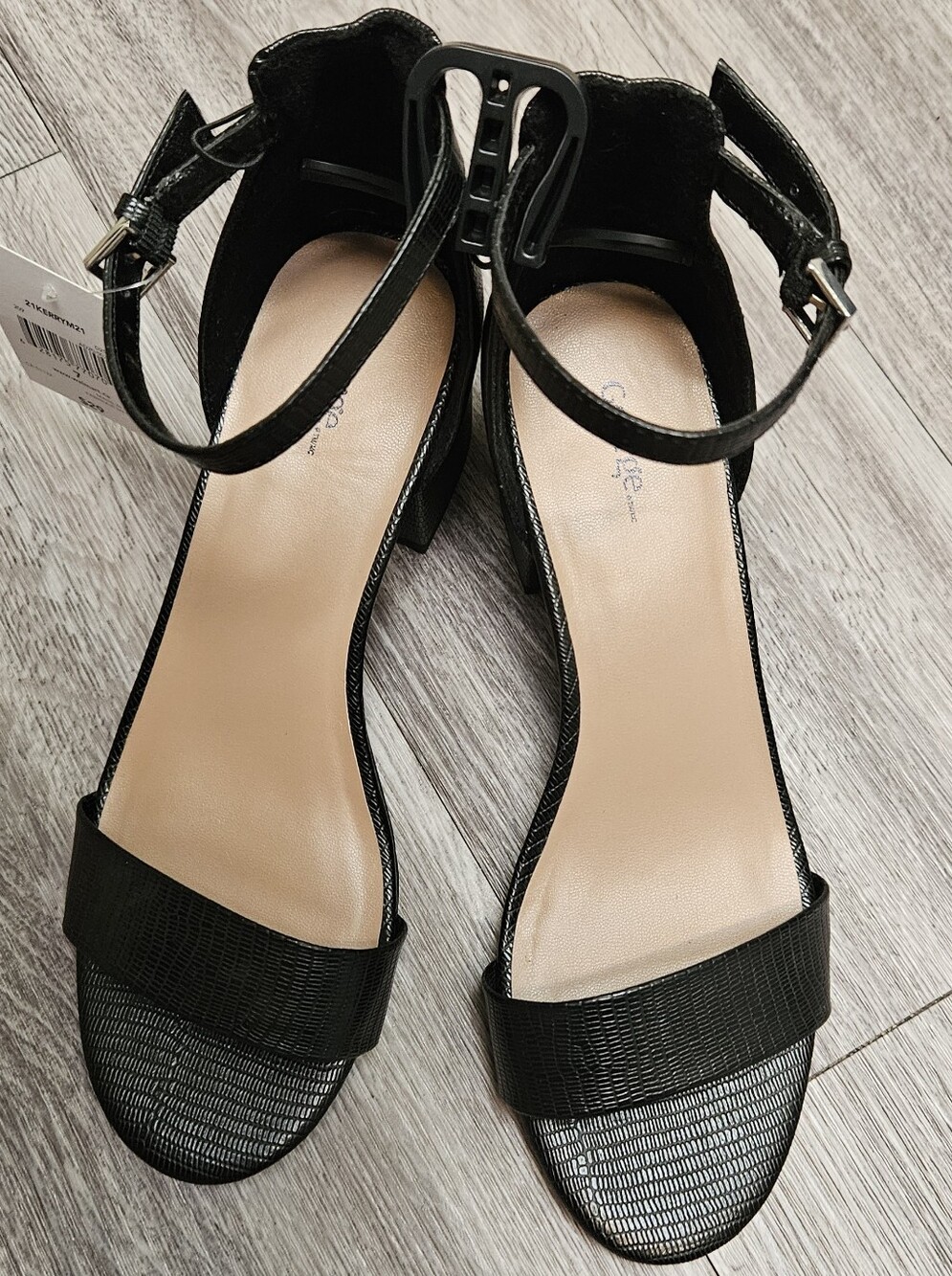 Black Ankle-Strap Block Sandal Heels